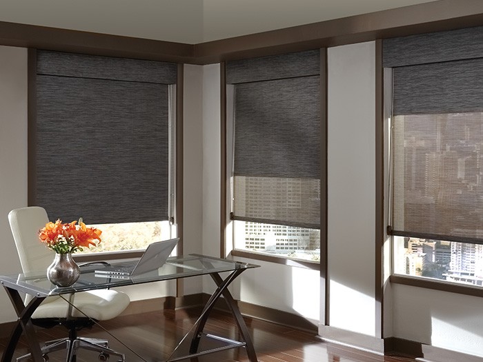 Tissu des stores Designer Screen : Ashton; Abyss Couleur : Moonlight; Volcanic Ash